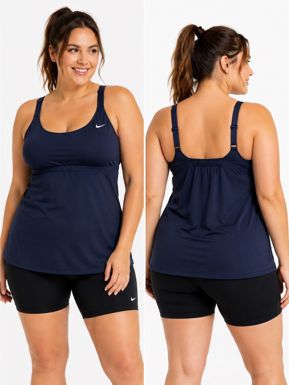 NWT Nike Womens Navy Tank Top W/Bra Wide Strap Tennis Pickleball Athletic Sz 1X